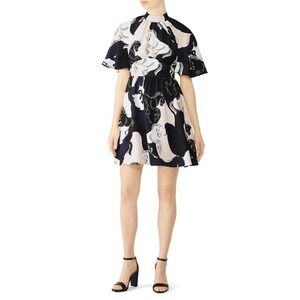 Kate Spade New York Wild Ones Stallions Horse Print Crepe Dress Black Pink 8